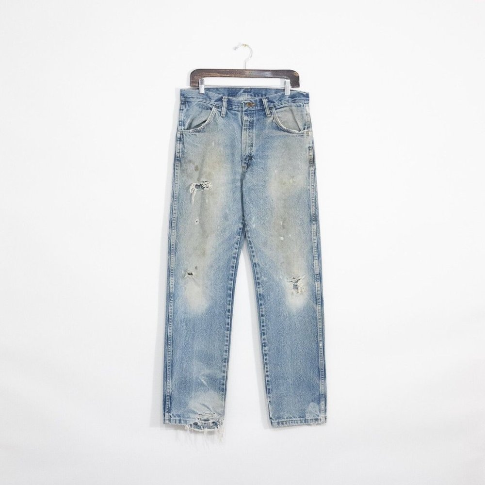 Vintage Y2K Rustler Straight Leg Jeans 32x32 - Faded Thrashed Light Wash Ripped